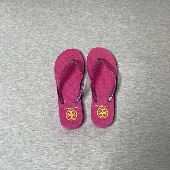 Tory Burch Women’s Vintage Geometric Pink Logo Flip Flop Sandals - Picture 7 of 9